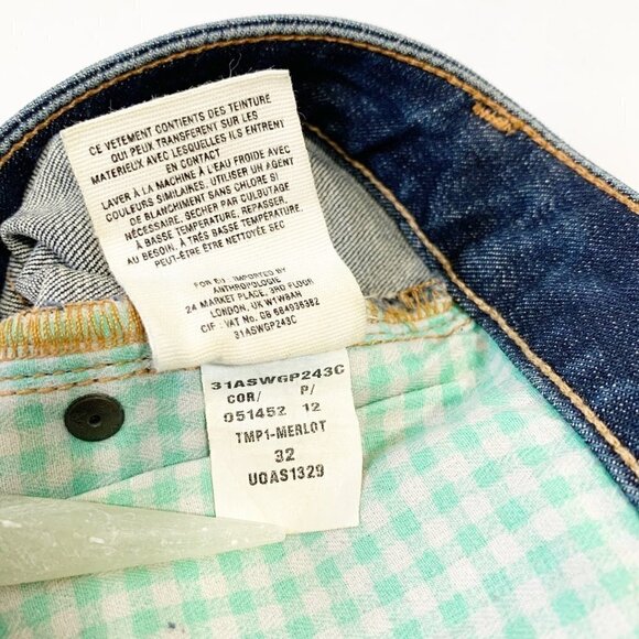 Pilcro and the Letterpress stretch mid-rise stet fit dark wash denim jean shorts - Picture 10 of 12